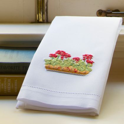 Henry Handwork Christmas Cloth Napkins, Hand-Embroidered Cotton, 5