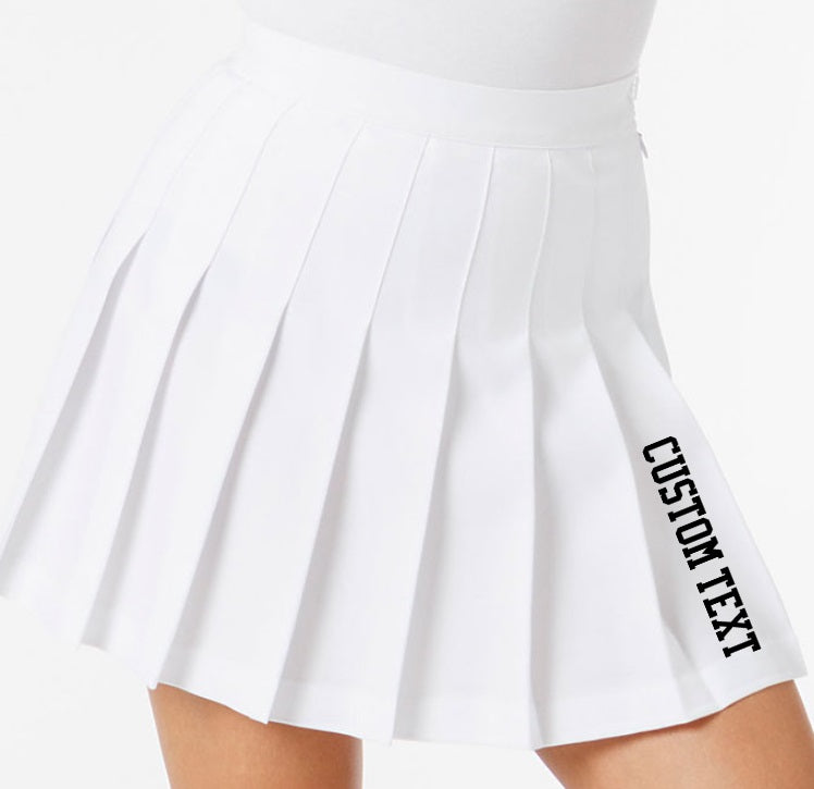 Custom Single Color Text Classic White Pleated Cheer Skirt – Gameday Bae