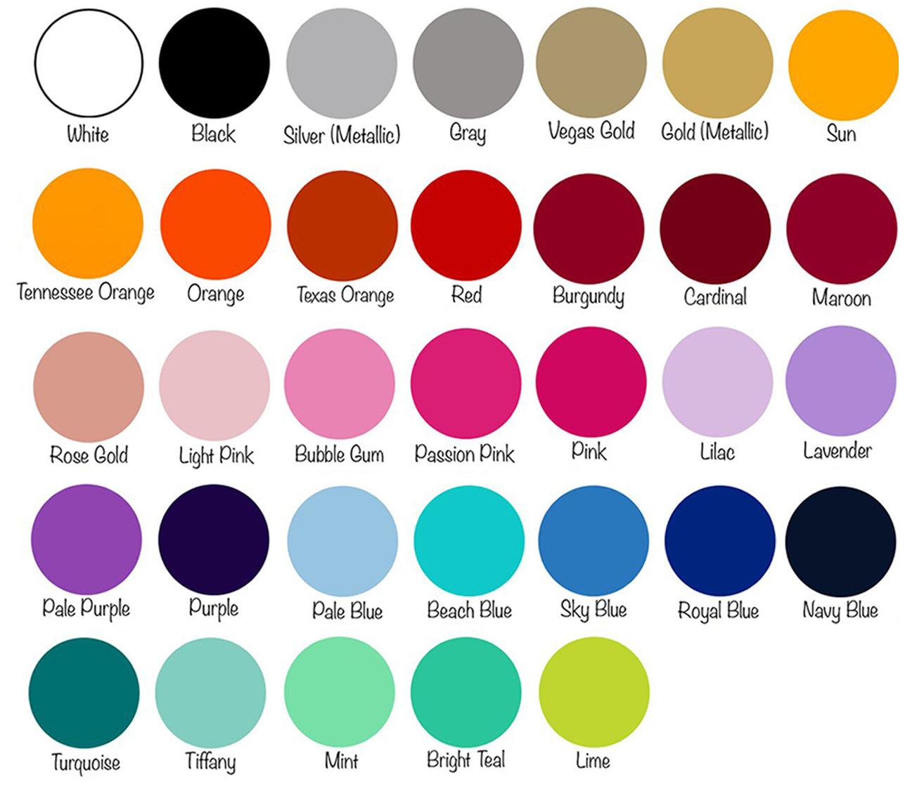 Matte Color Chart