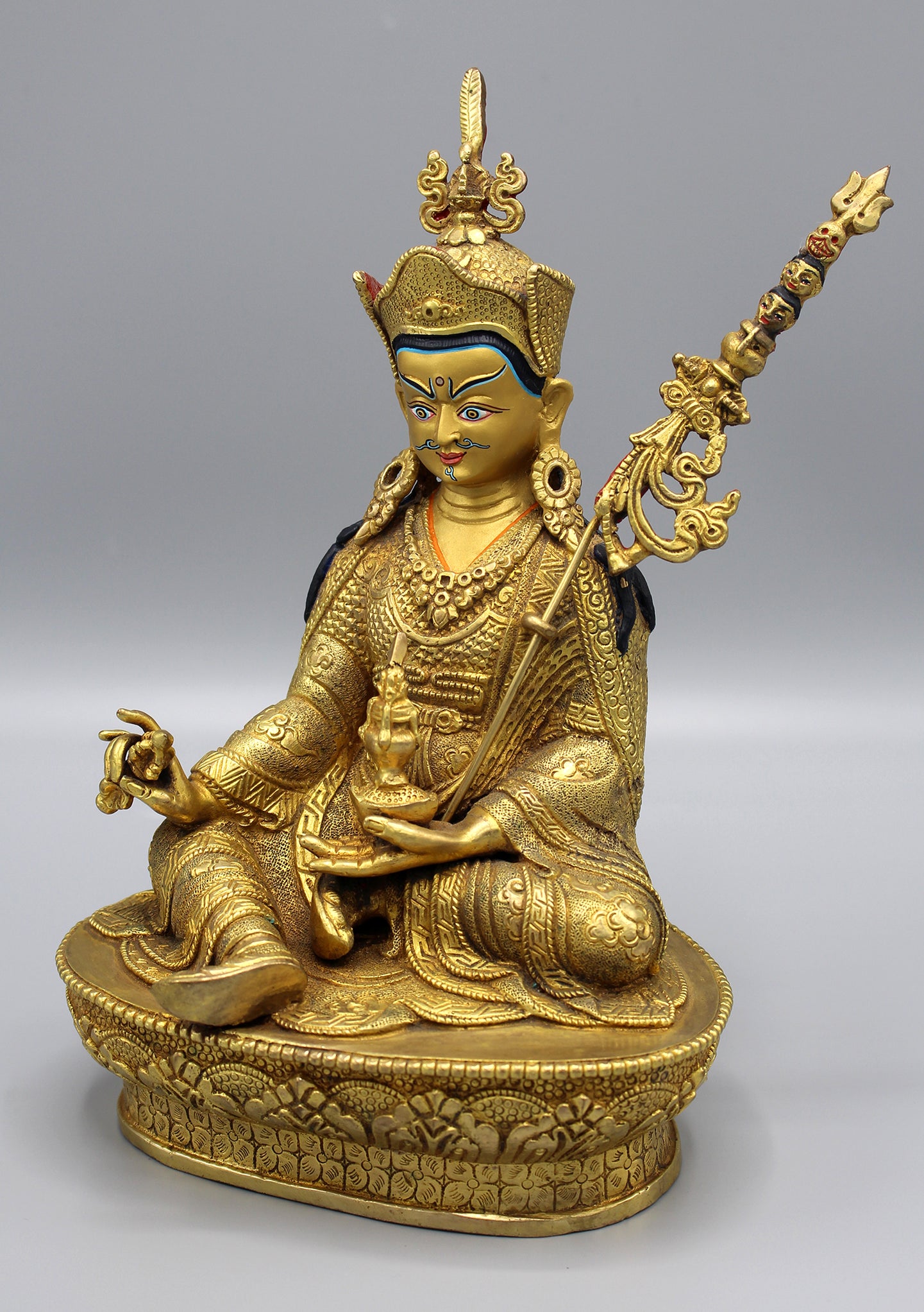 Majestic Guru Padmasambhava Fully Gold Plated Statue — NepaCrafts Product