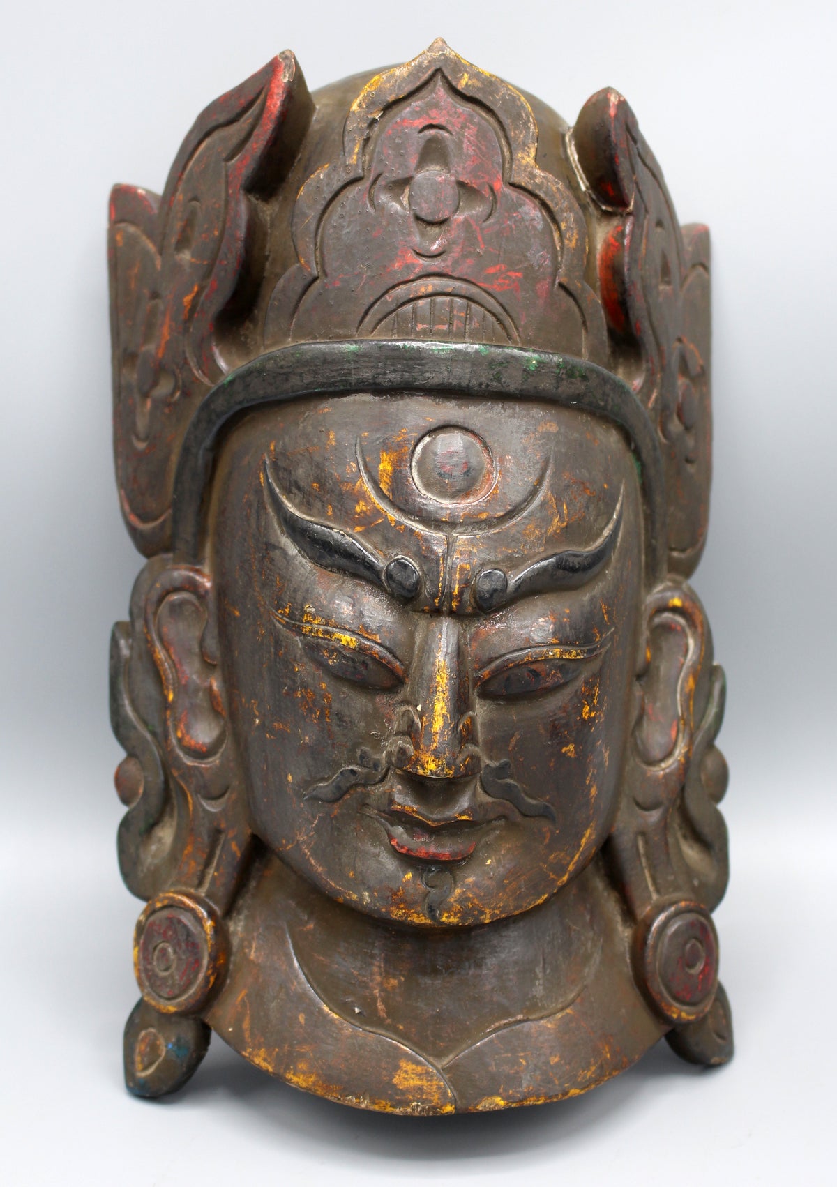 Handcrafted Guru Rinpoche Wooden Wall Hanging Mask