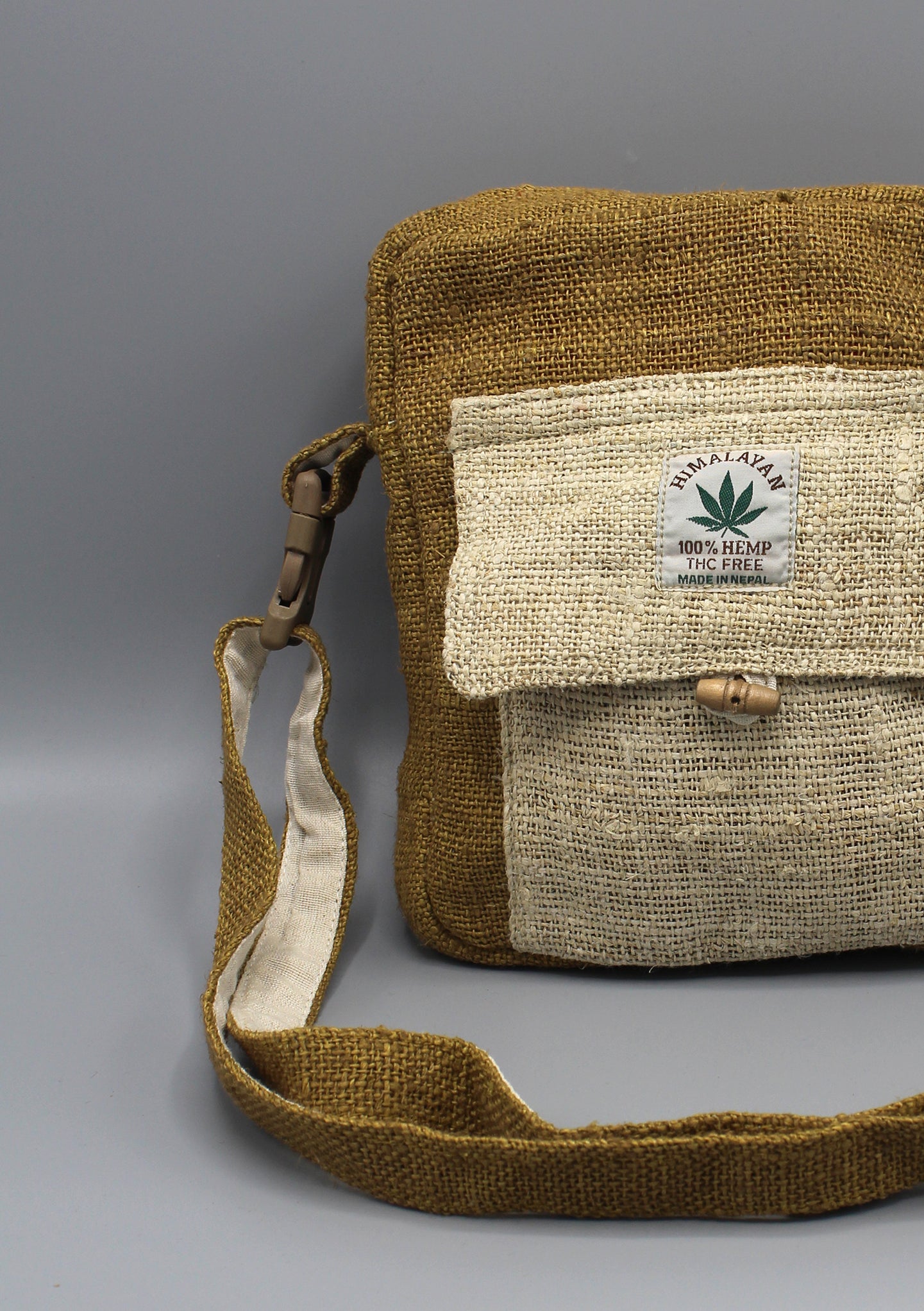 Mustard Color Hemp Cross Body Passport Bag