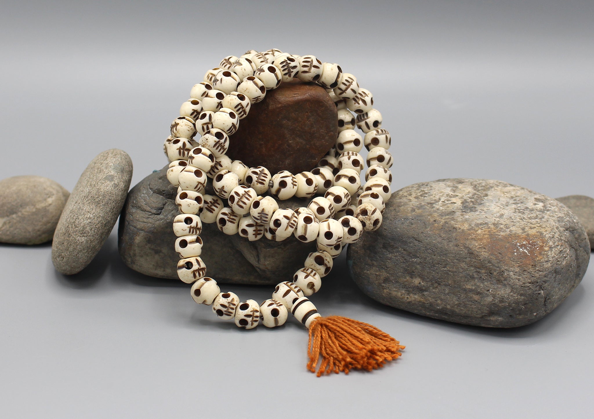 White Bone Tibetan Skull Mala