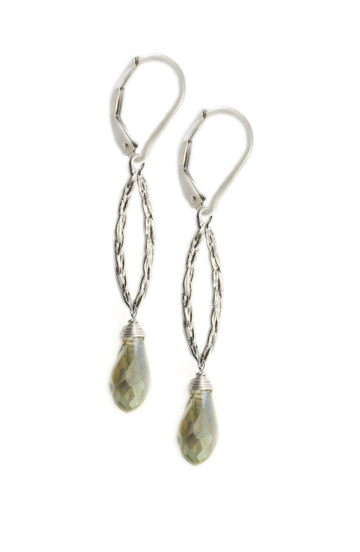 Amor Vincit Omnia Gold PEACE EARRINGS with Mint Crystal ~ Assorted Sizes, in Gold or Silver