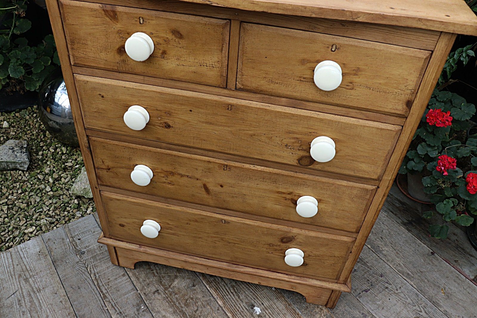 Fabulous Large Tall Shallow Old Pine Chest Of Drawers Sideboard