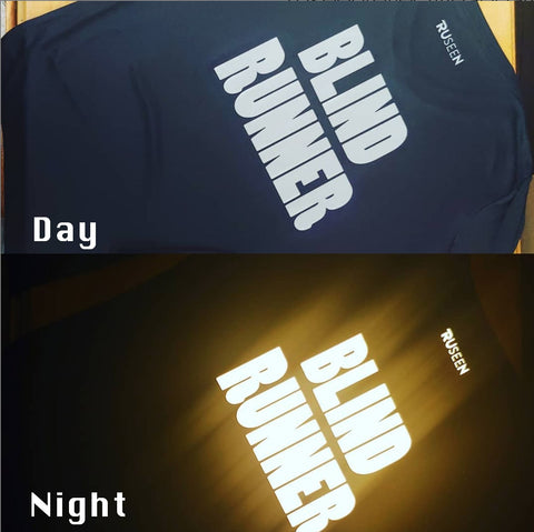 RUSEEN Reflective Apparel - Day & Night Comparison - Reflective Shirt - Blind Runner 