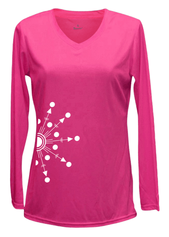 Women's Reflective Long Sleeve Shirt - Directions - Front - Neon Pink