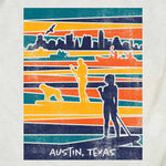 Lady Bird Lake artwork from Gusto Graphic Tees, ladybird lake Austin Texas, town lake Austin Texas, hike town lake, kayaking in Austin, austin texas t shirt, texas graphic tee, texas graphic t shirt, texas tee, austin t shirt, texas t shirt, graphic tee, graphic t shirt, cool graphic t shirt, cool t shirt, cool graphic tee