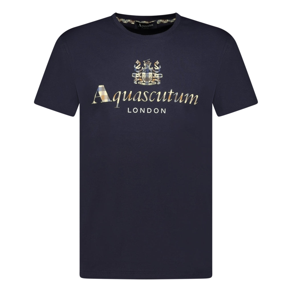 Aquascutum Chest Check Logo T Shirt Black Boinclo ltd Outlet Sale