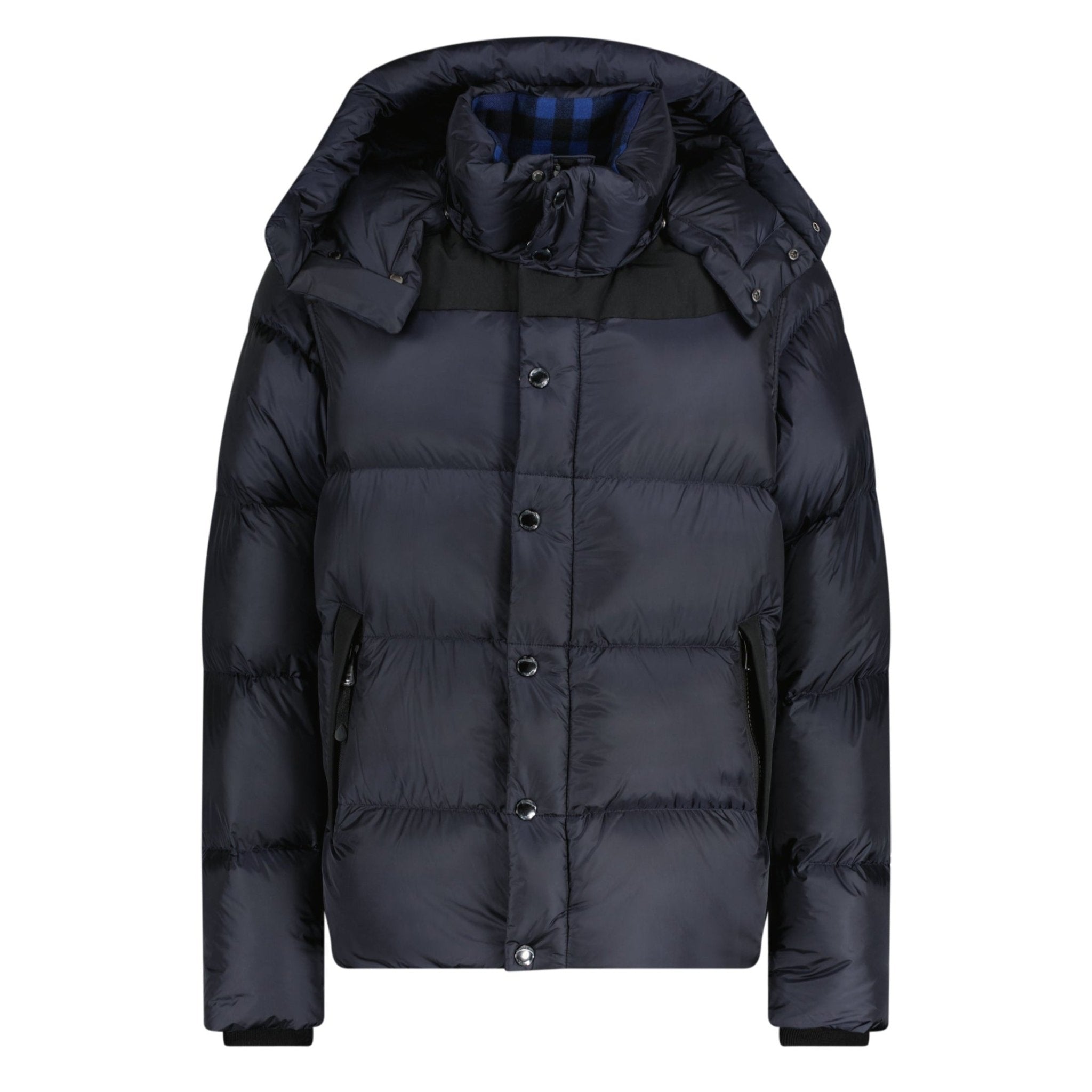Burberry 'Leeds' Hooded Check Down Jacket Navy | Boinclo ltd | Outlet Sale