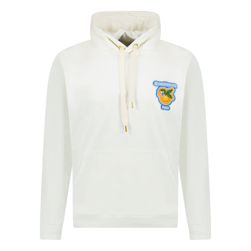 Casablanca logo embroidered hooded sweatshirt cream - forsalebyerin