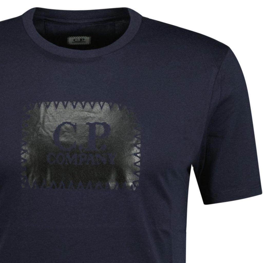 CP Company Stitch Logo Print T-Shirt Navy - forsalebyerin
