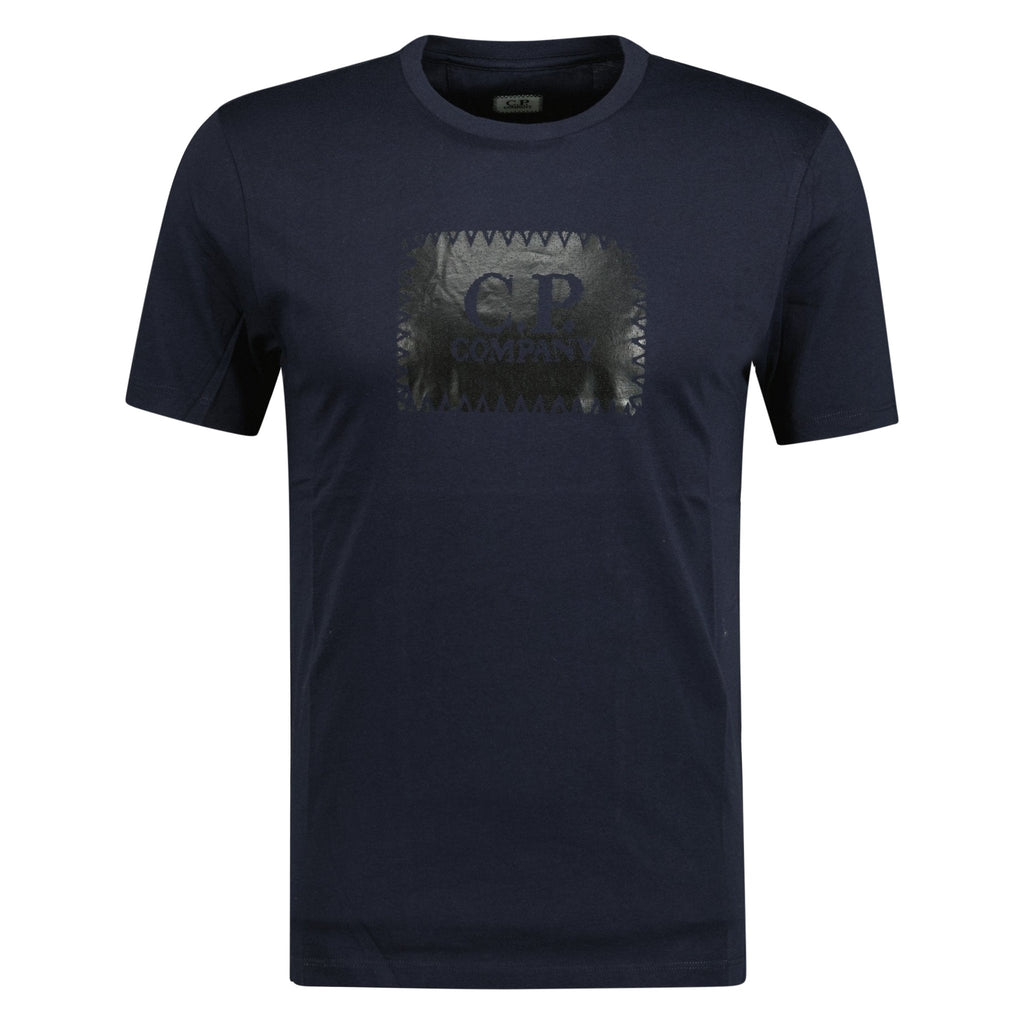 CP Company Stitch Logo Print T-Shirt Navy - forsalebyerin