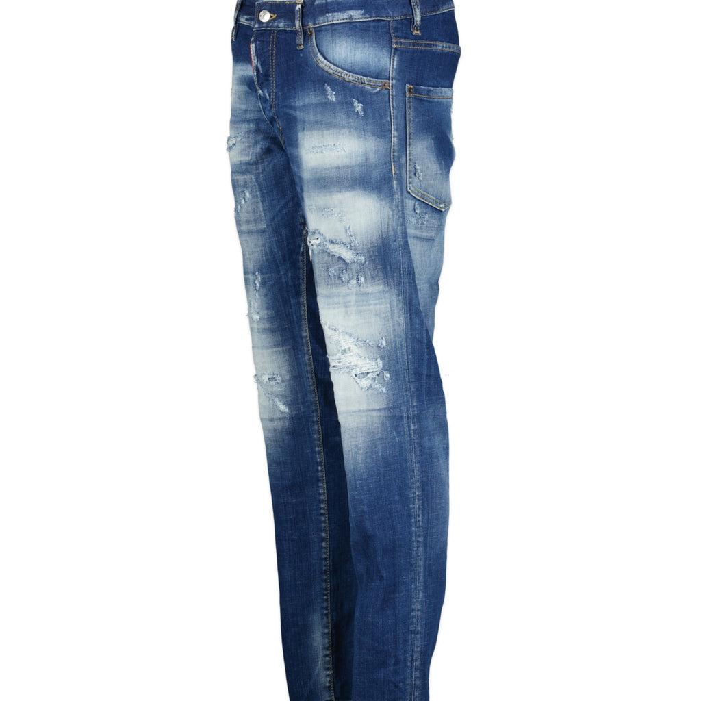 DSquared2 'Cool Guy' Beige Logo Slim Fit Jeans Blue - forsalebyerin