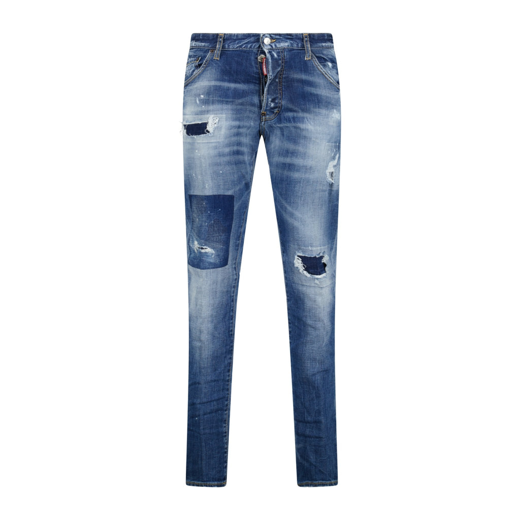 DSquared2 'Cool Guy' Orange Logo Slim Fit Jeans Blue - forsalebyerin