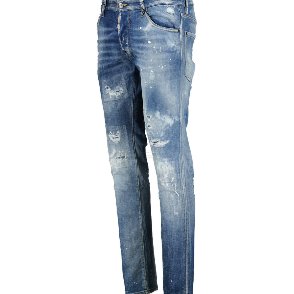 DSquared2 'Cool Guy' Paint Splatter Slim Fit Jeans Blue - forsalebyerin