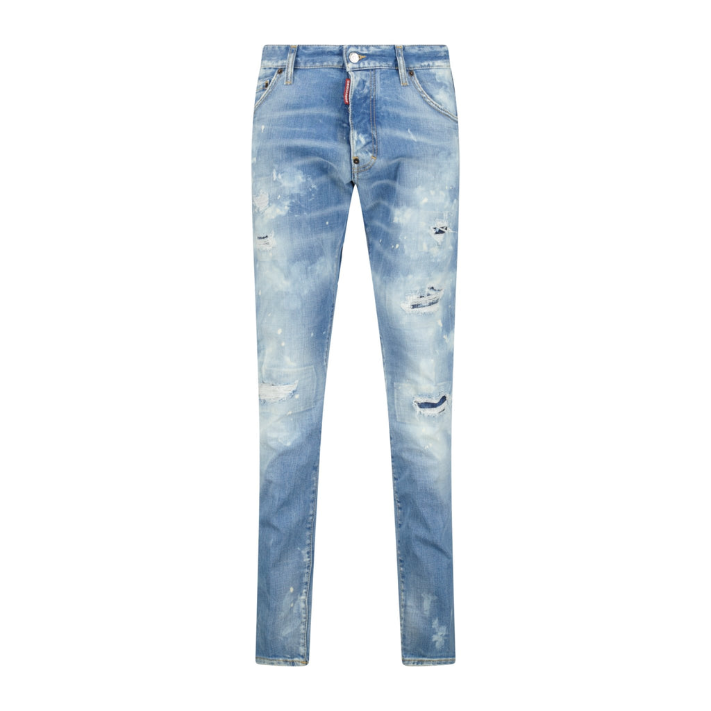 DSquared2 'Cool Guy' Paint Splatter Slim Fit Jeans Light Blue - forsalebyerin