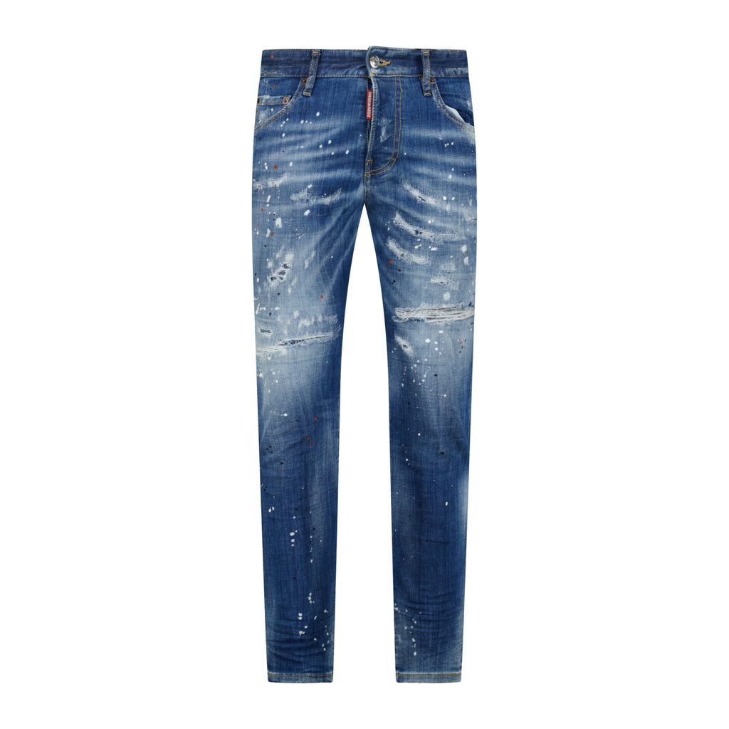 DSquared2 'Skater Jean' Orange & White Paint Splatter Jeans Blue - forsalebyerin