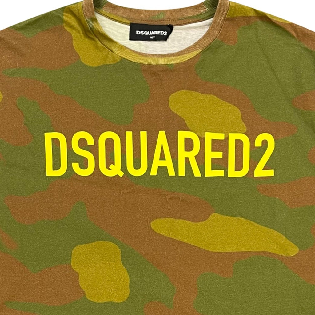 Dsquared2 Yellow Print T-Shirt Camo (Kids) - forsalebyerin
