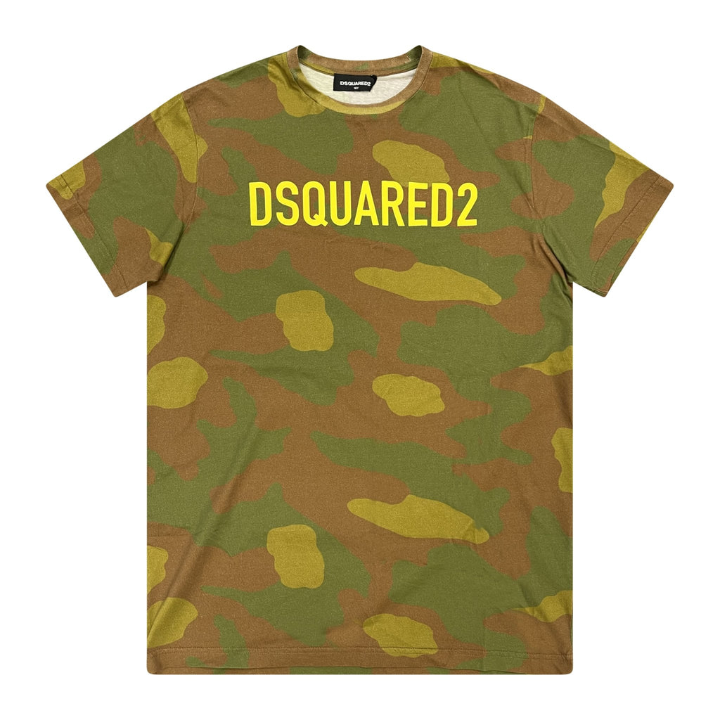 Dsquared2 Yellow Print T-Shirt Camo (Kids) - forsalebyerin