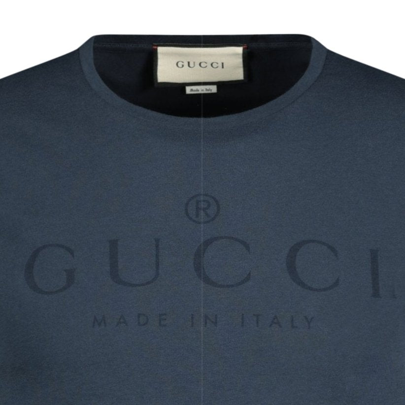Diskriminering af køn Tredive Tilstedeværelse Gucci Print Logo T-Shirt Blue | Boinclo ltd | Outlet Sale
