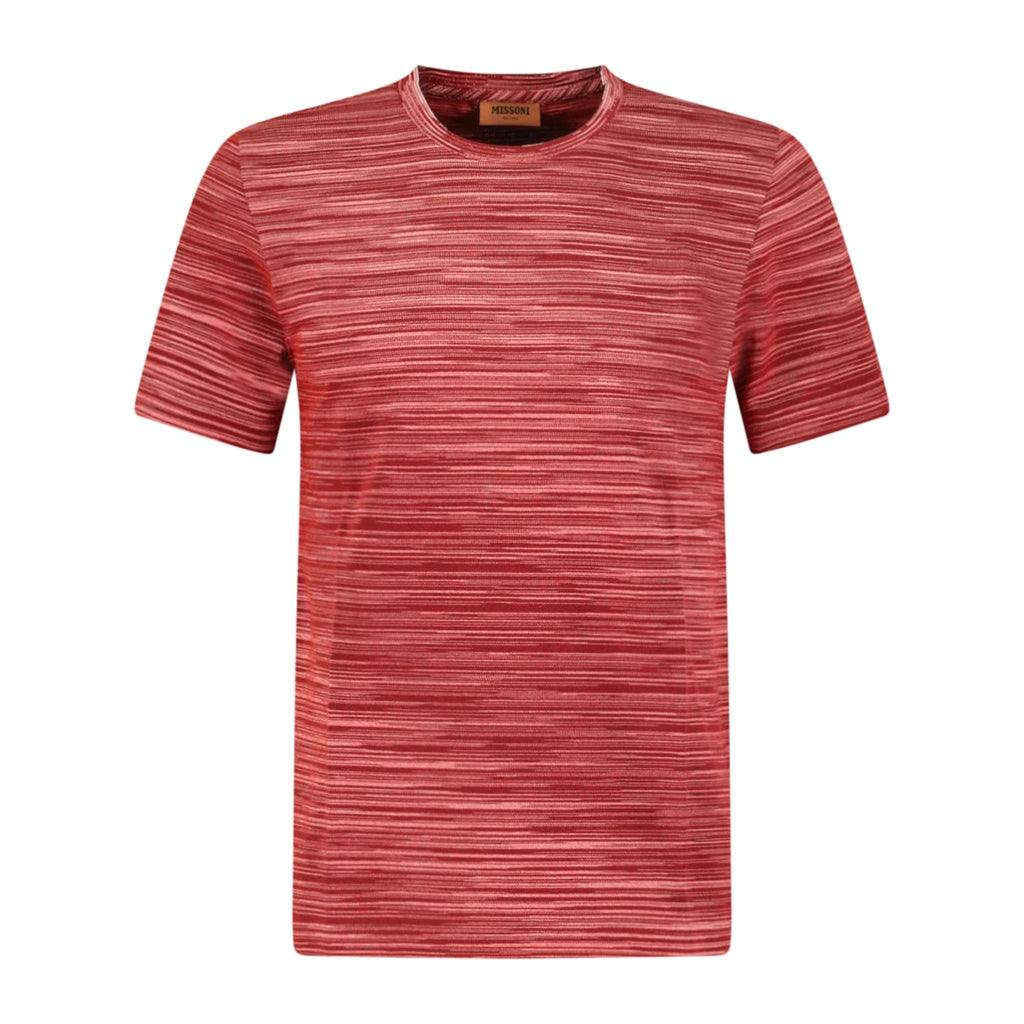 Short-sleeved crew-neck T-shirt in cotton knit with dégradé stripes White &  Sky Blue | Missoni