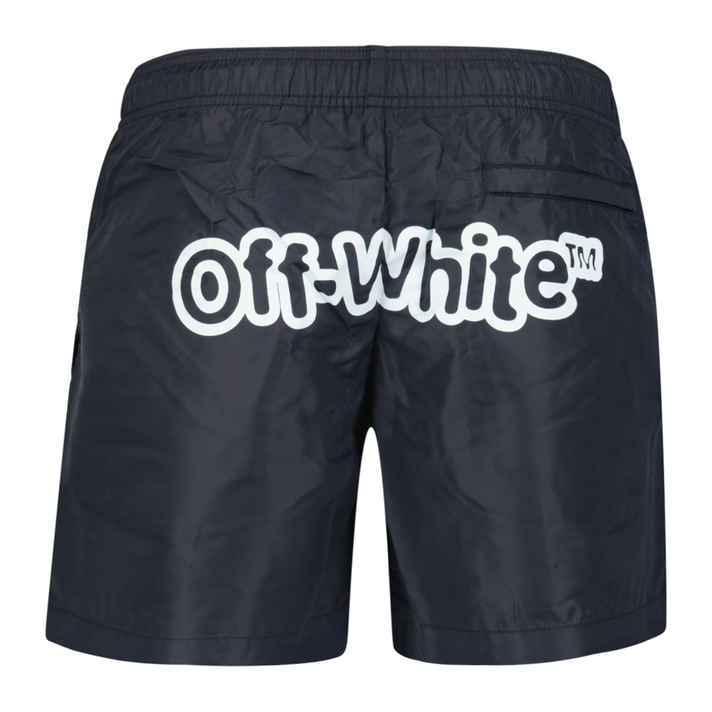 Off-White Rear Writing Design Swim Shorts Black - forsalebyerin