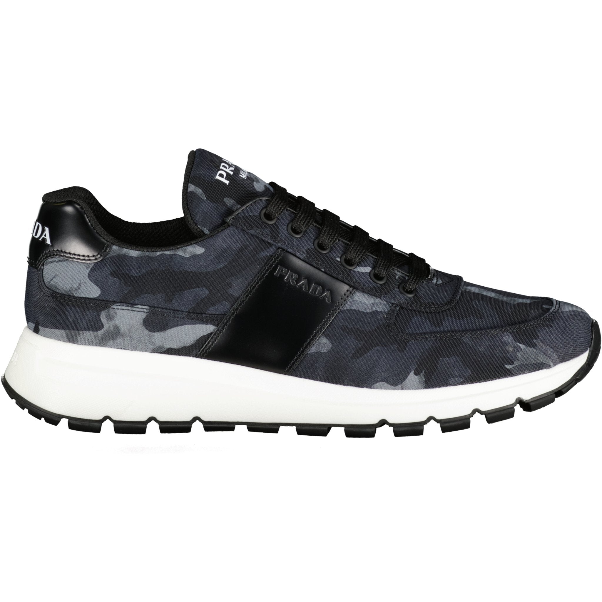 Prada Navy & Leather Tech Runner Camo Trainers | Boinclo ltd | Outlet Sale