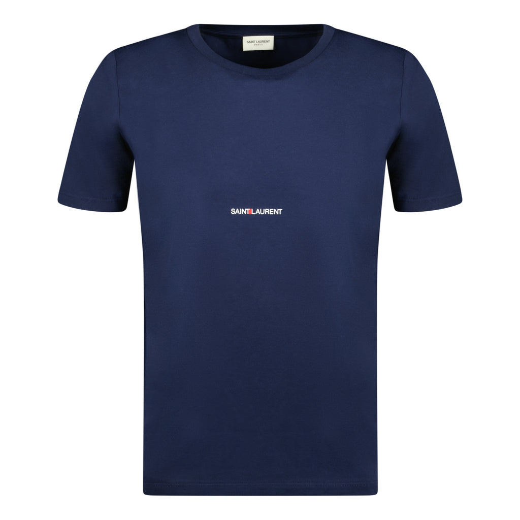 Saint Laurent Box Logo T-shirt Navy - forsalebyerin