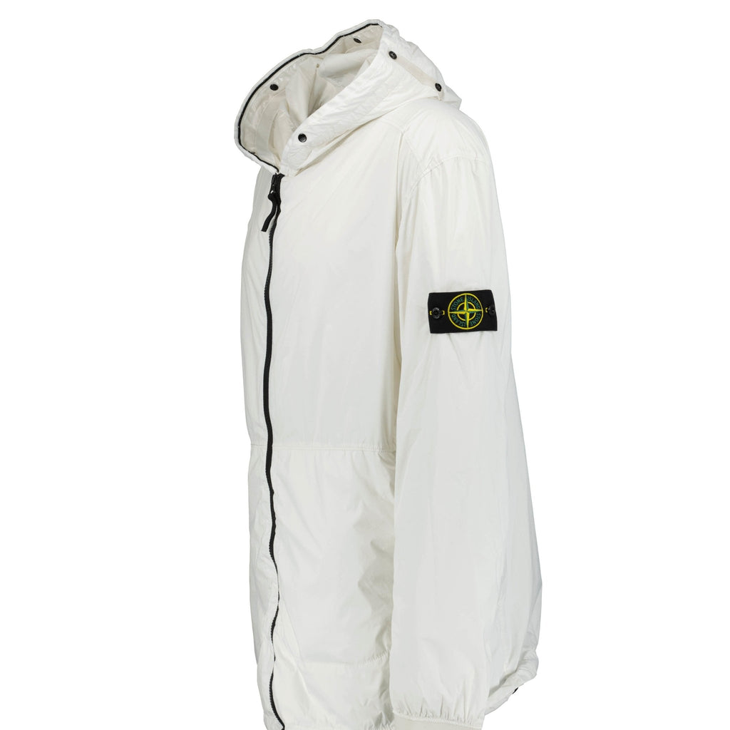 Stone Island Nylon-TC Hooded Rain Jacket White - forsalebyerin