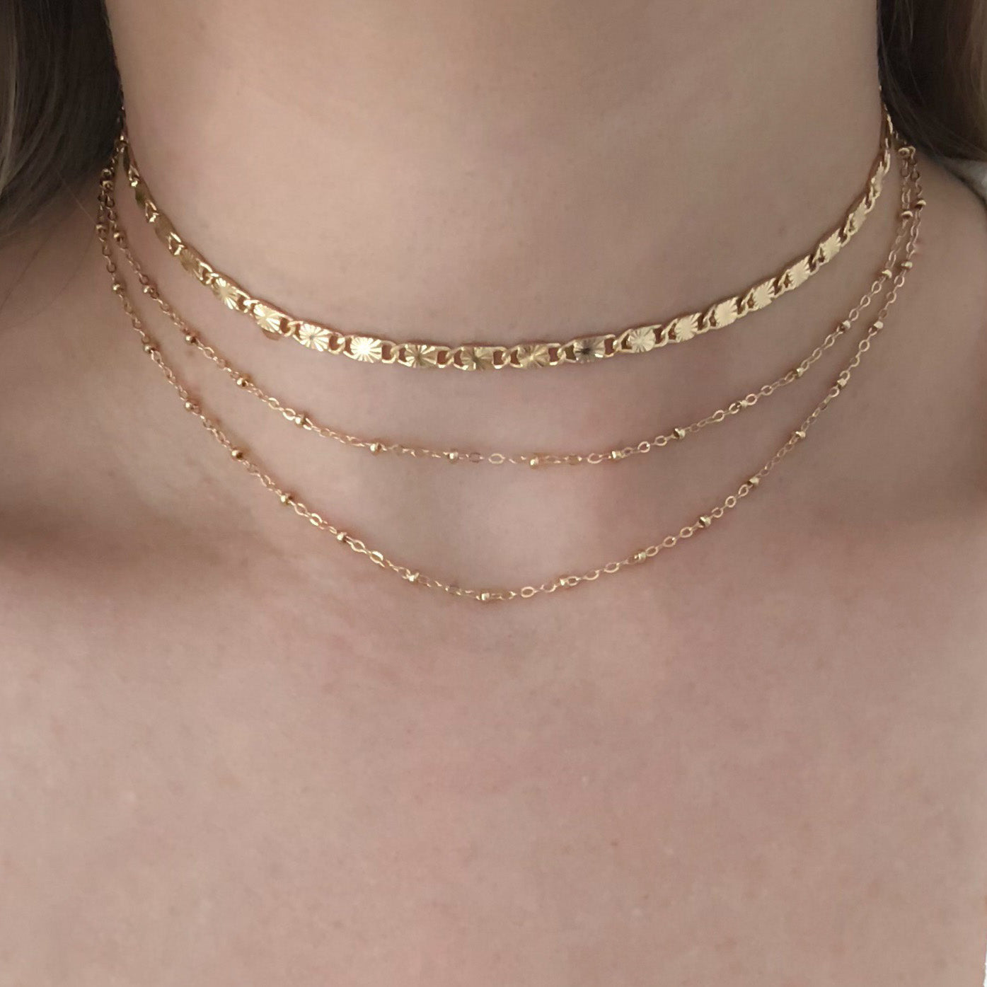 14K Essie Double Choker + Belly Chain