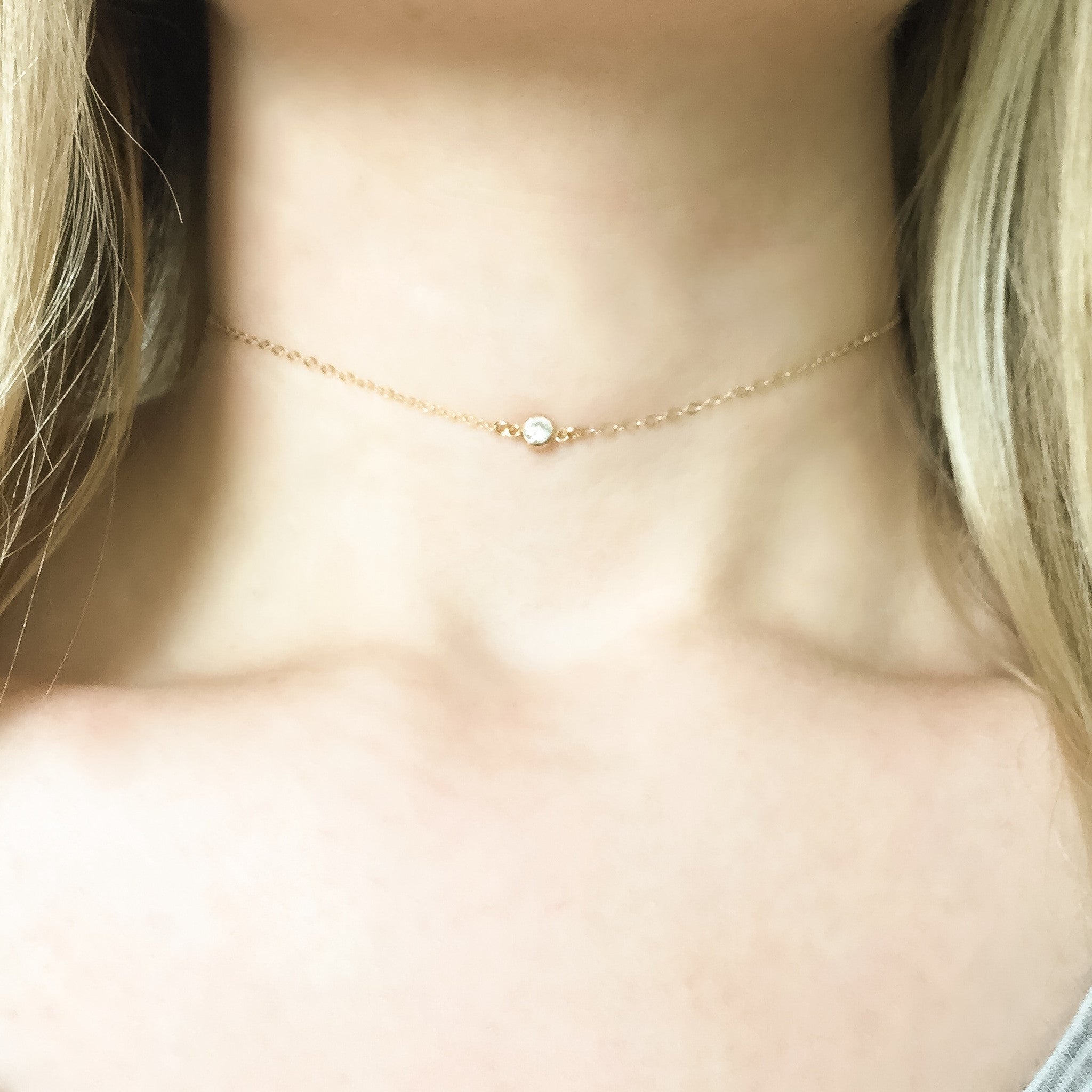 14K Dainty Diamond Choker Necklace