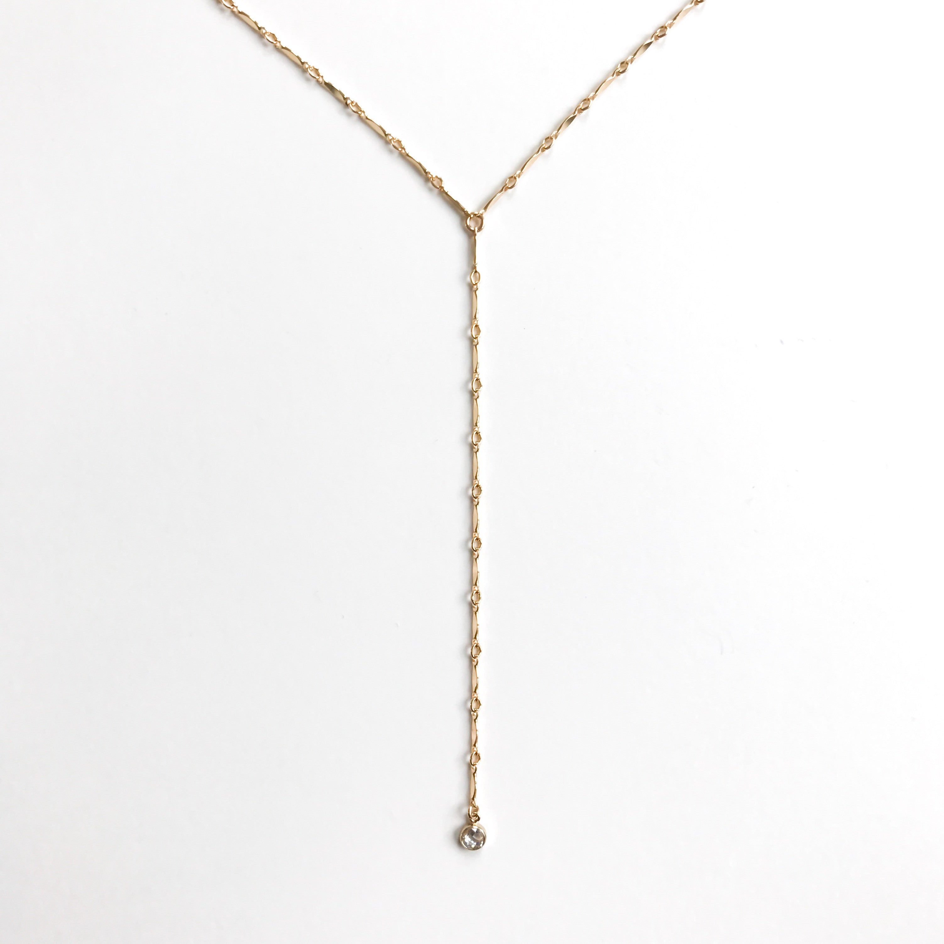 14K Dainty Diamond Lariat Necklace