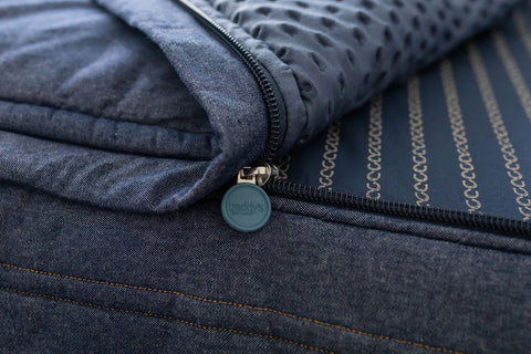 Blue zipper bedding on blue blanket with high quality zipper.