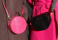 Bright Pink Rosie & Black Croc Luna 