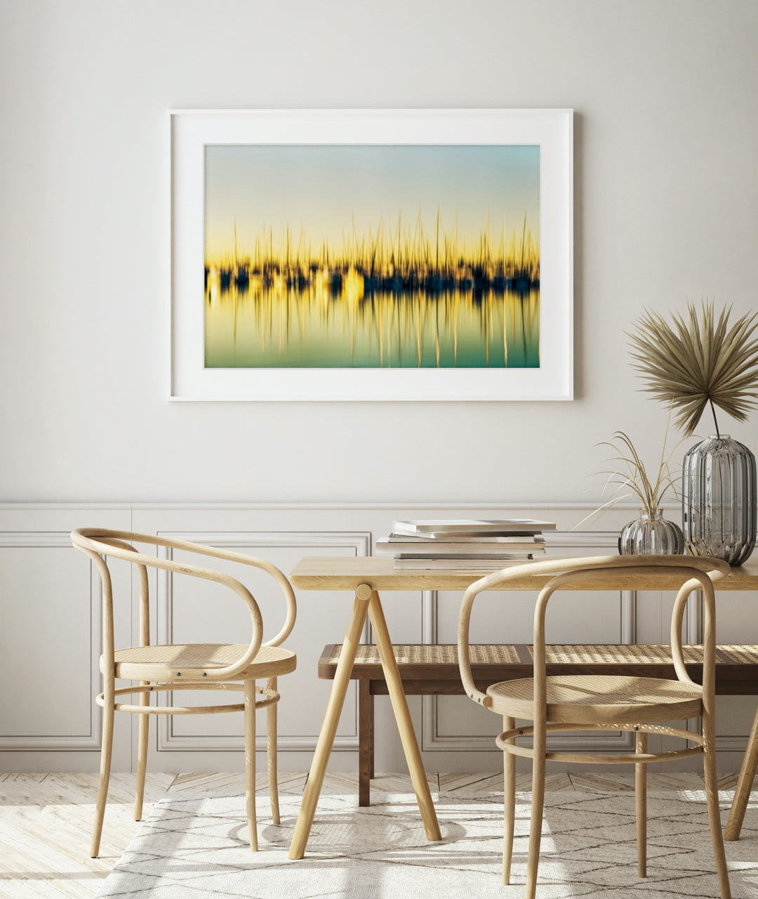 abstract art in modern dining room