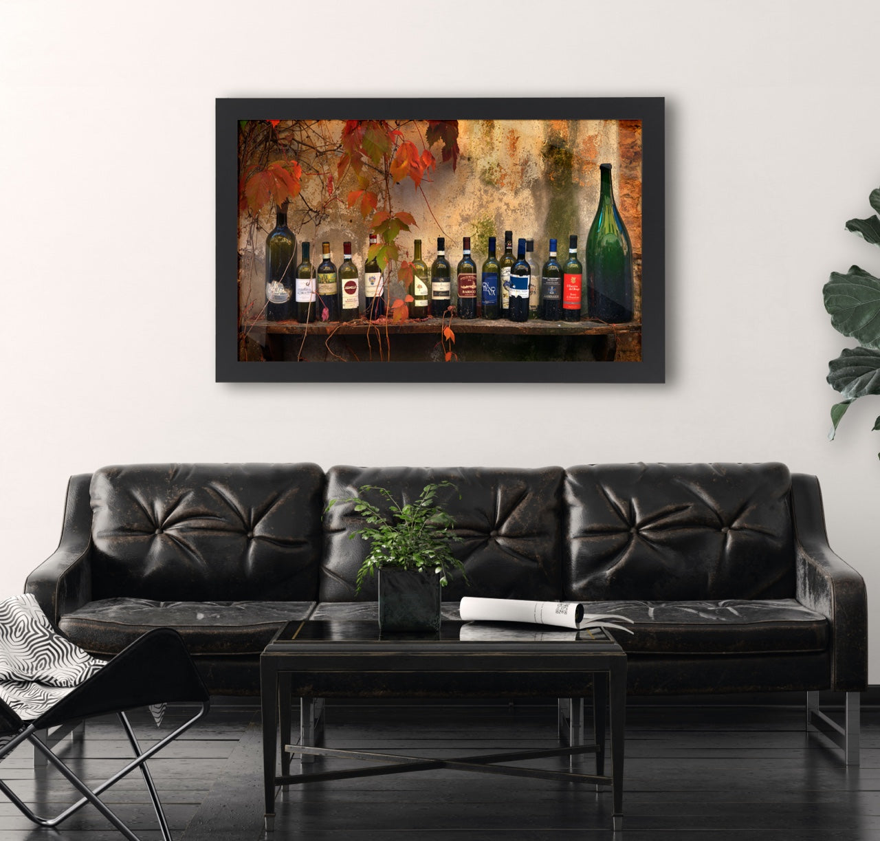 Framed art print over sofa