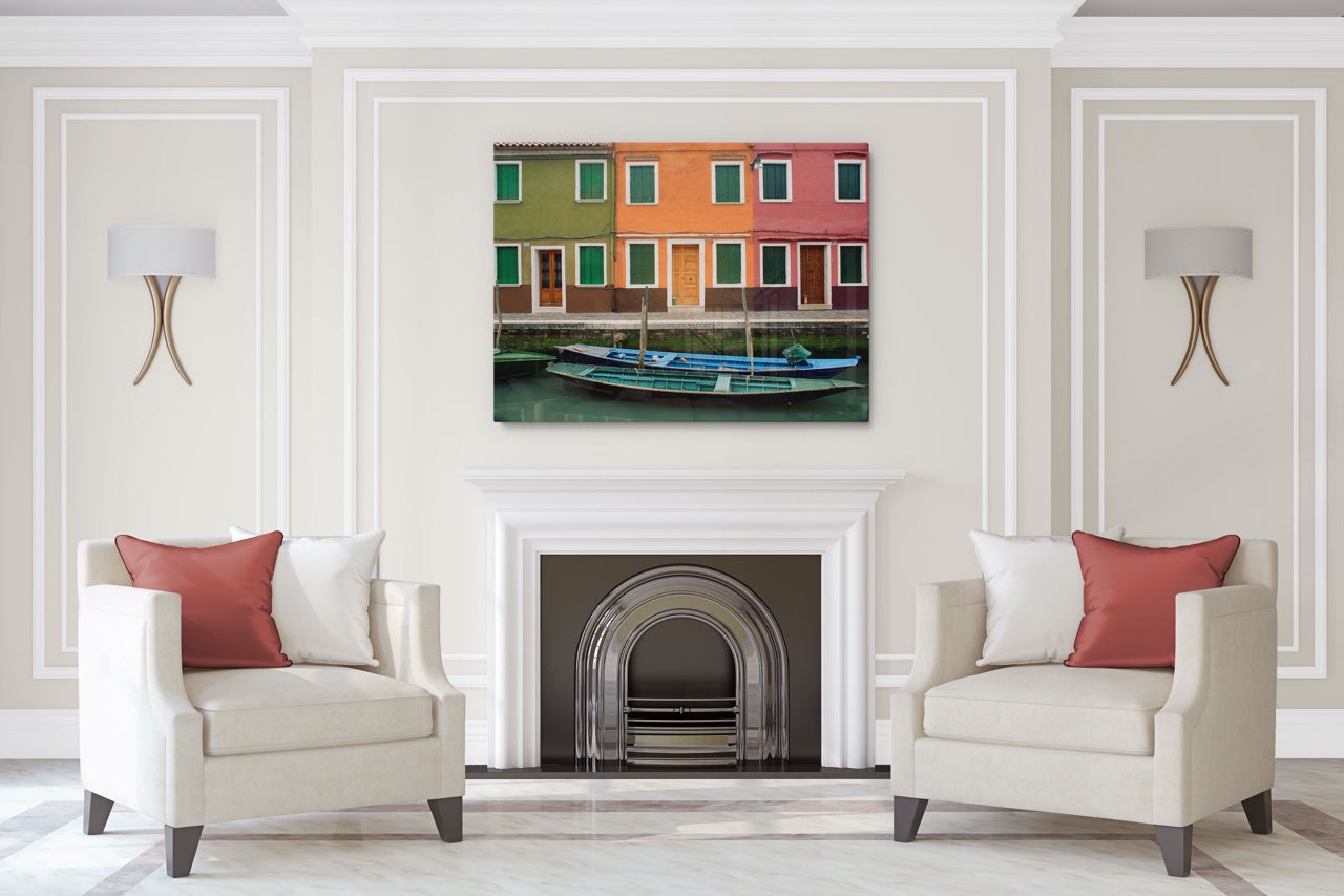 Contemporary living room with large Italy wall art