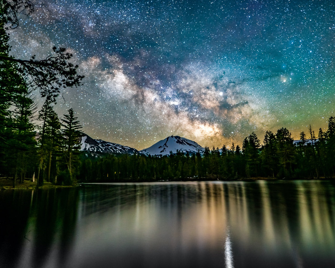 Milky Way over lake mountain