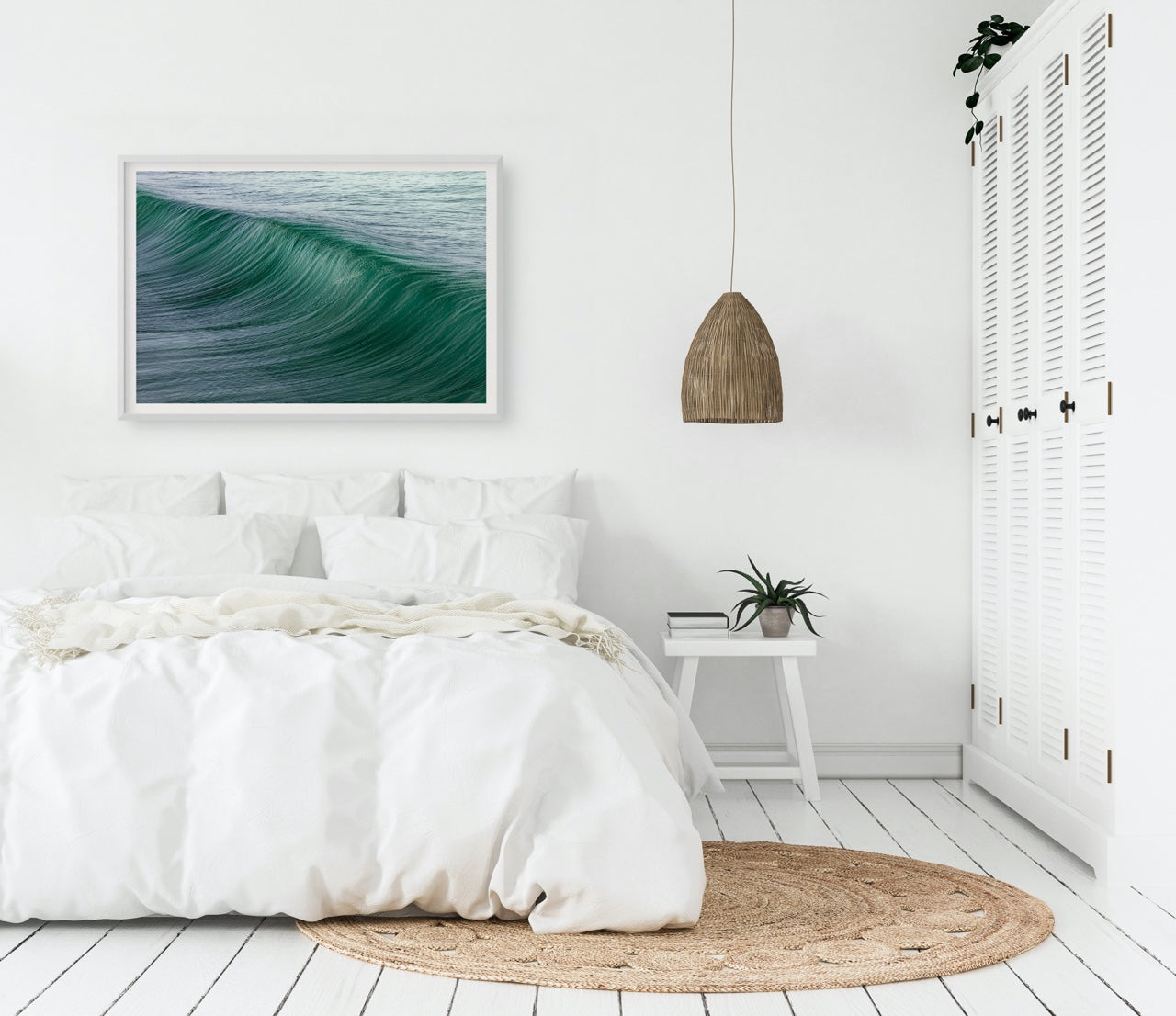 Abstract Ocean Wall Art in Bedroom