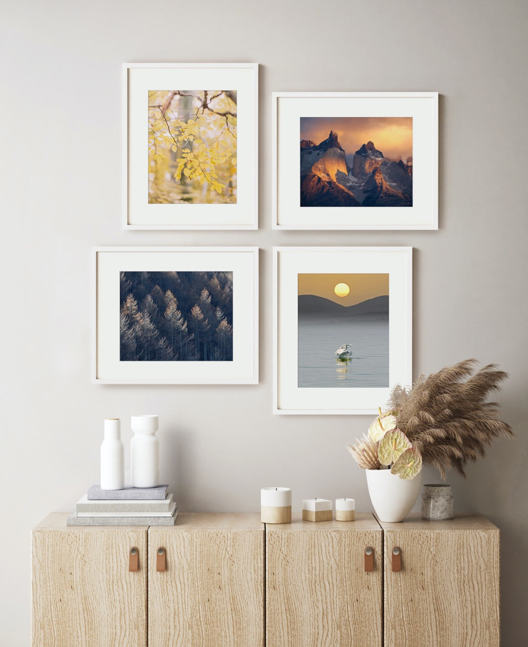 nature themed gallery wall