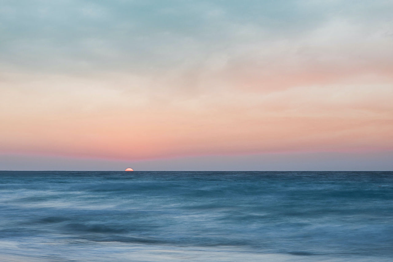 abstract pink sunset ocean art