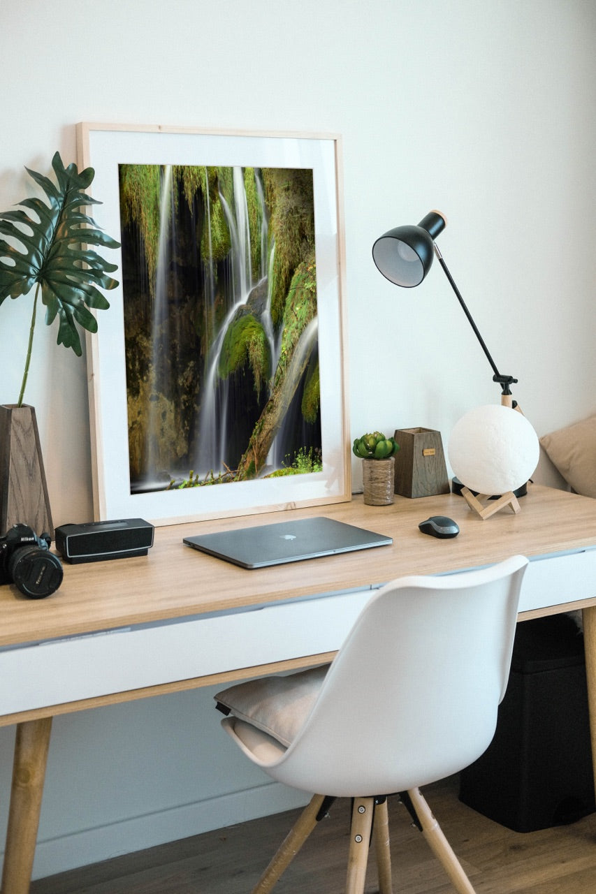 waterfall picture at desk