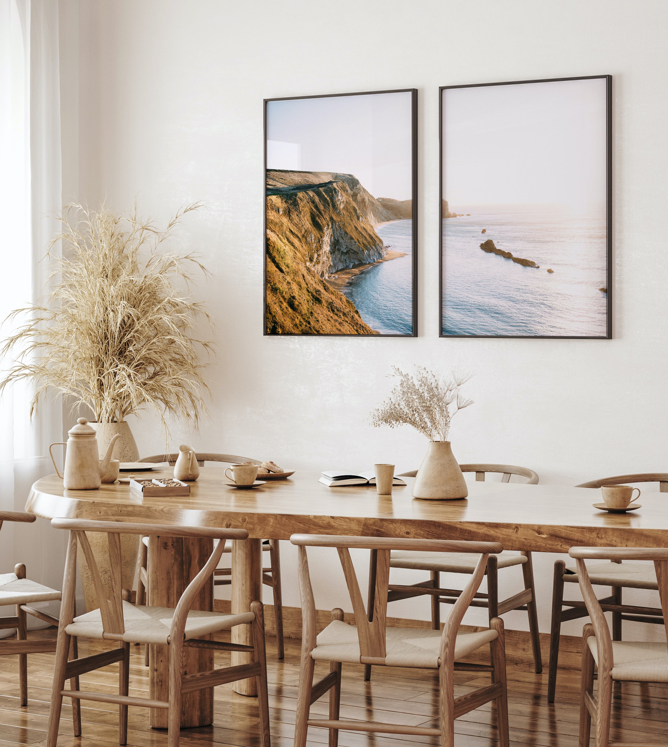 set of 2 coastal prints in dining room