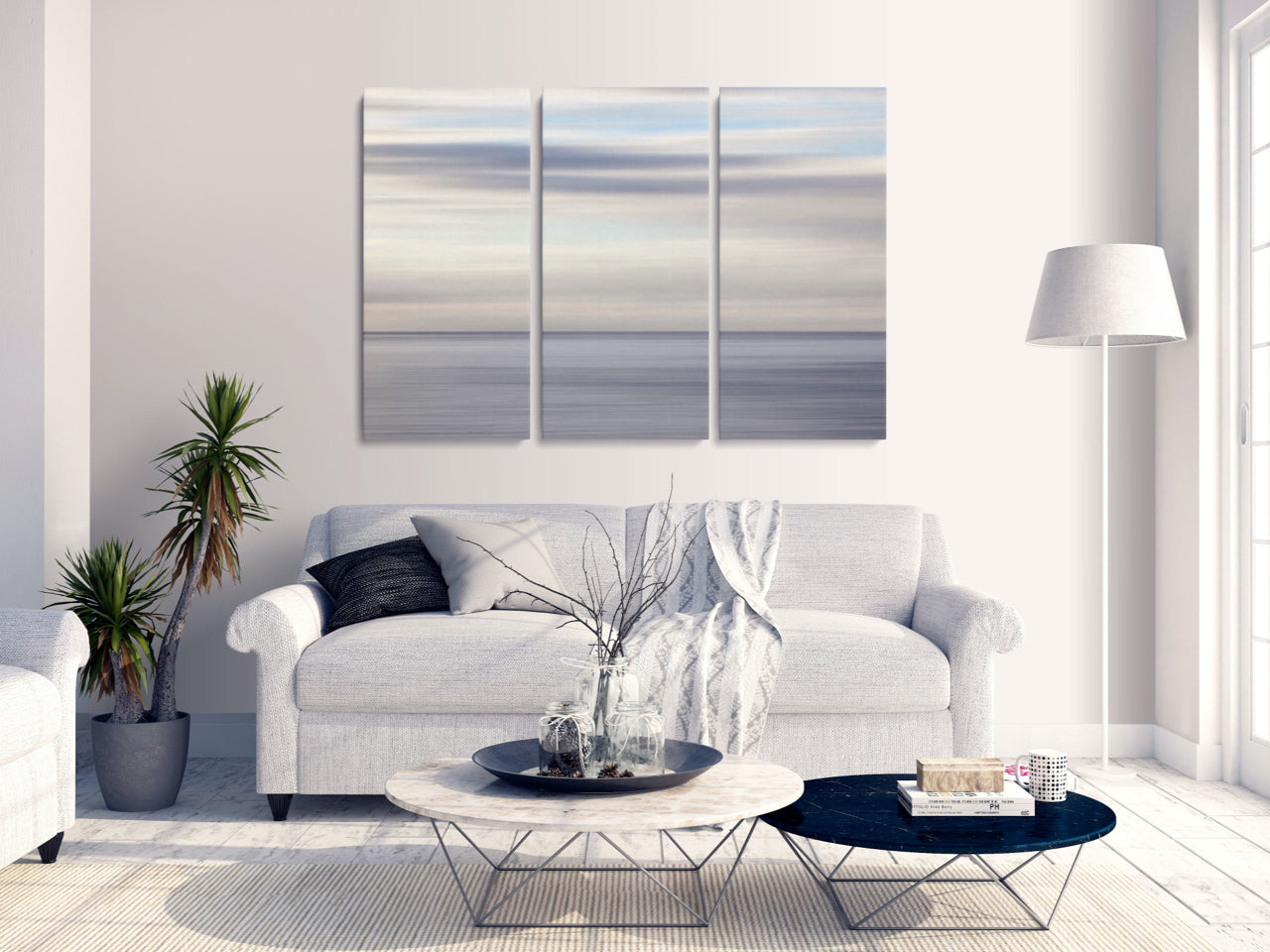 large abstract ocean living room wall art