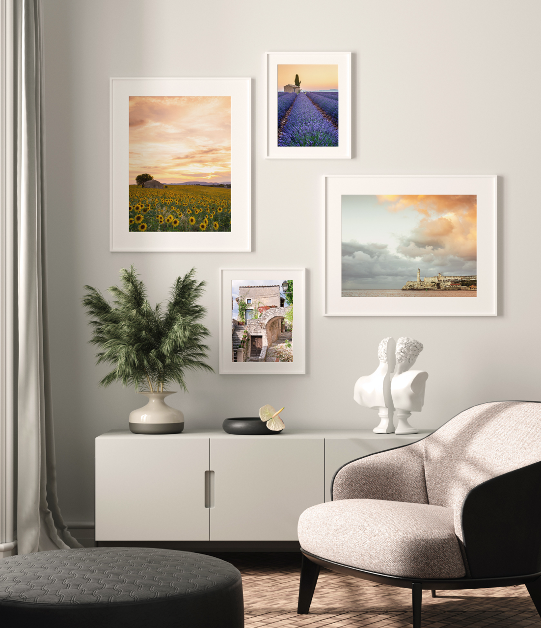 Gallery wall in modern living room