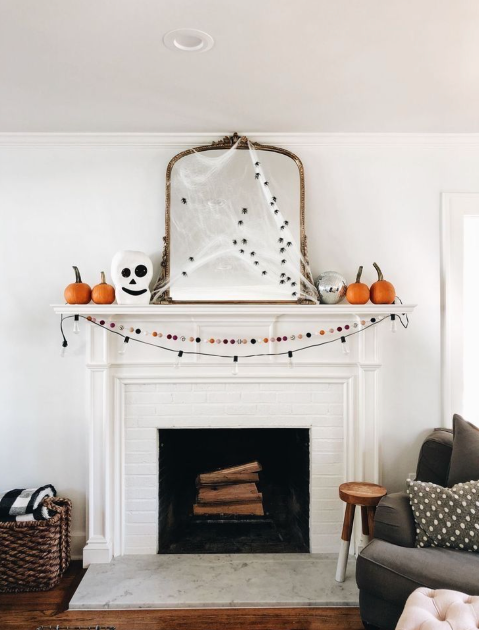 simple Halloween decor over mantel