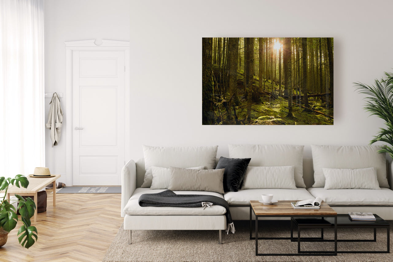 large forest art in living room