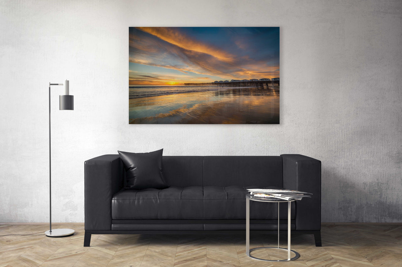 large coastal beach wall art over couch