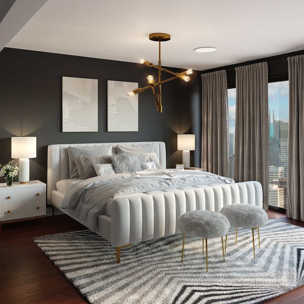 modern glam bedroom with black walls